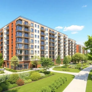 Construction progress of 570 Washington Street, a modern residential building.
