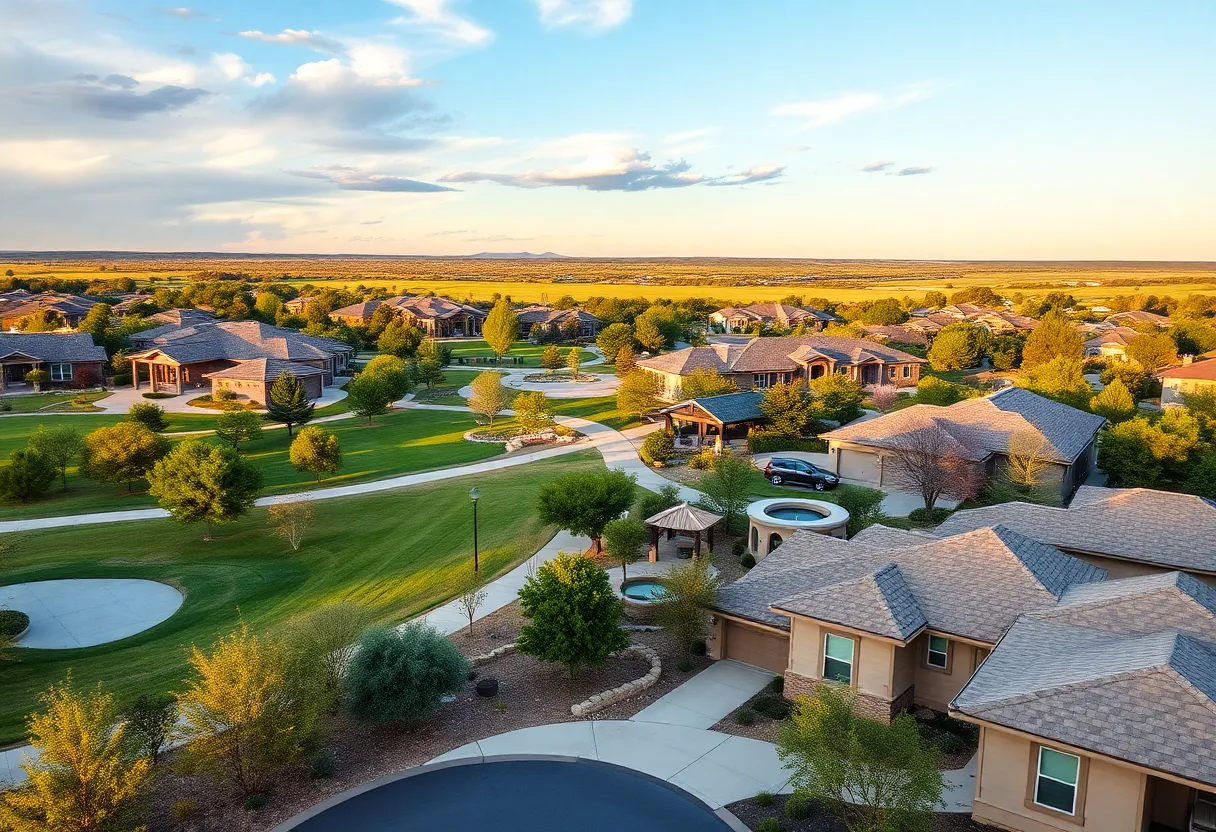 Rendering of Preservation Creek community with green spaces and homes