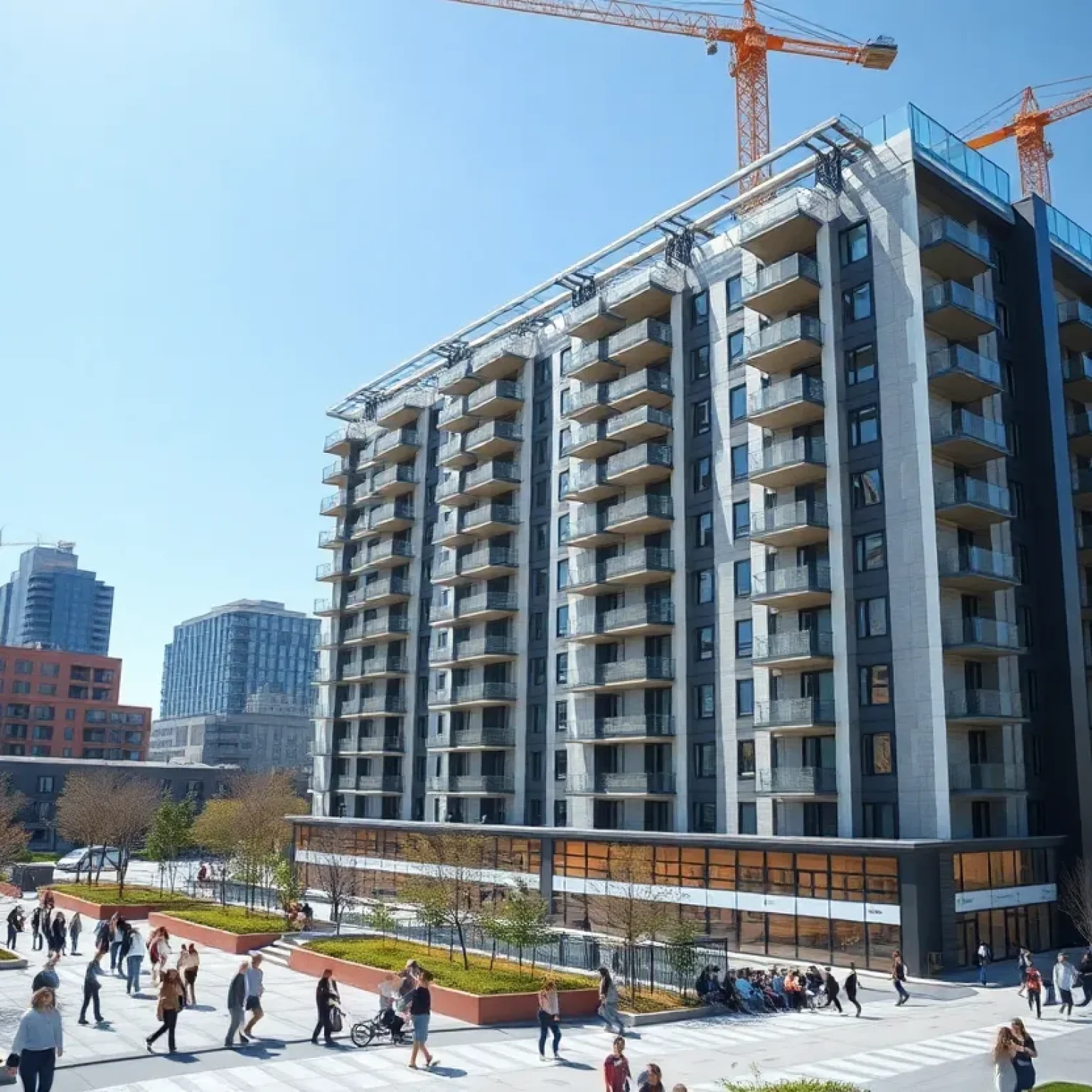 Architectural rendering of Chapter Ann Arbor, a new student housing complex.