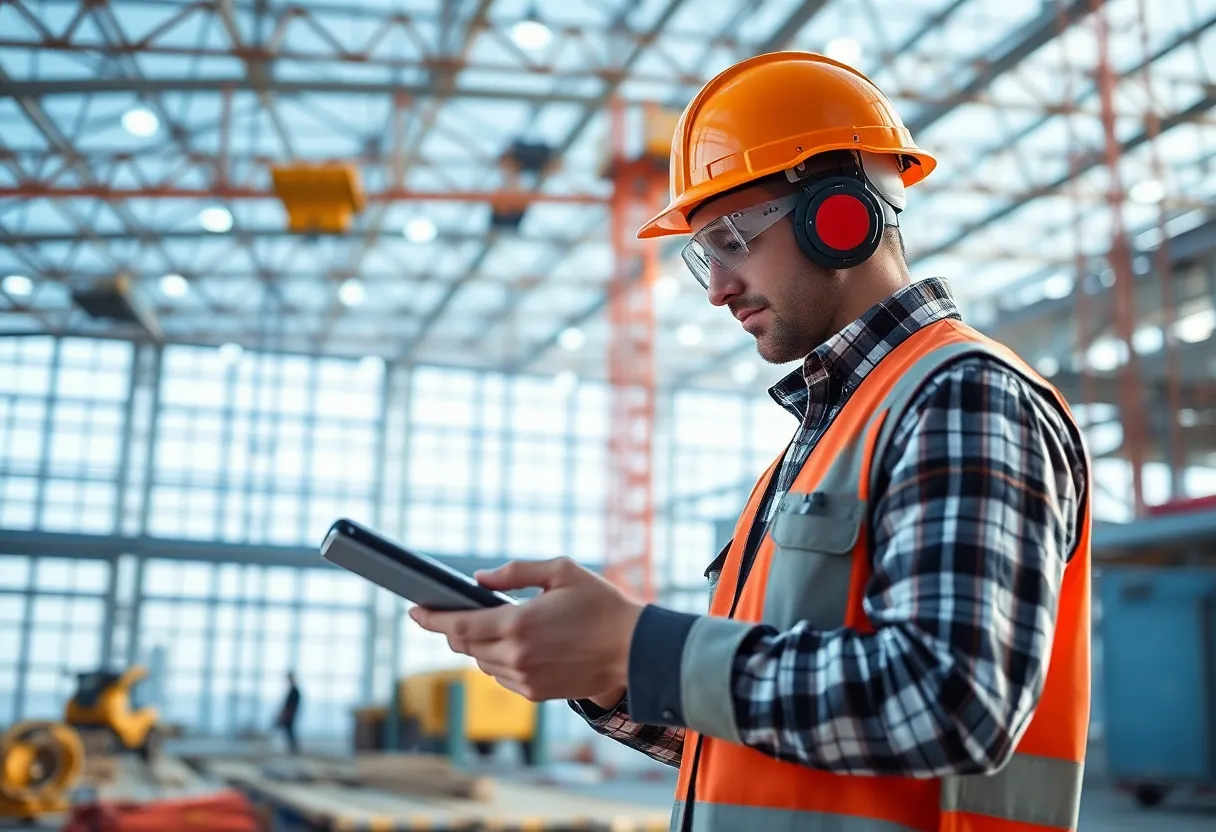 Innovative construction site with advanced technology