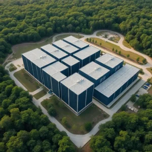 Aerial view of a large data center in Georgia