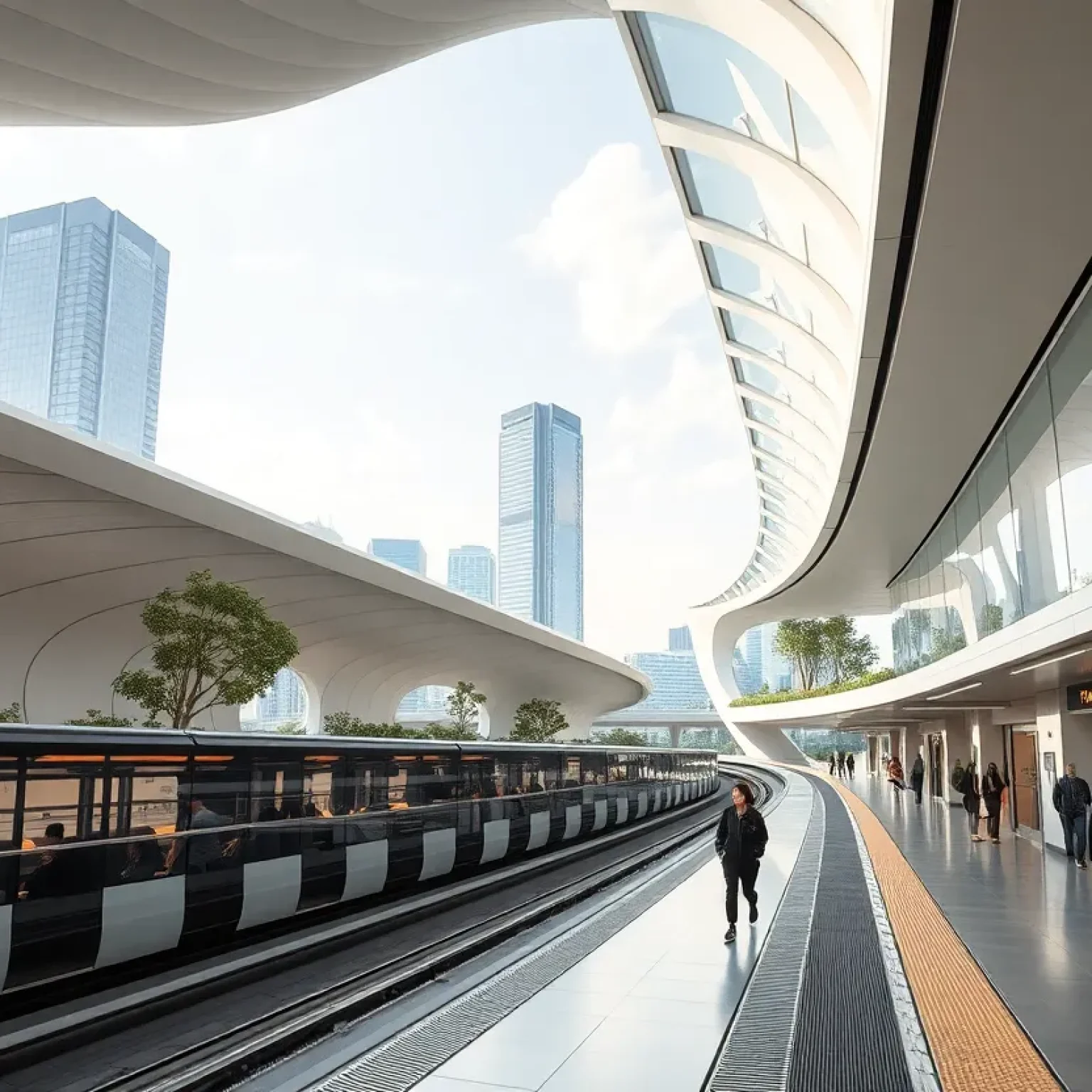 Modern architecture of a Grand Paris Express station