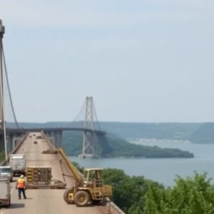 Construction site at Mid-Hudson Bridge