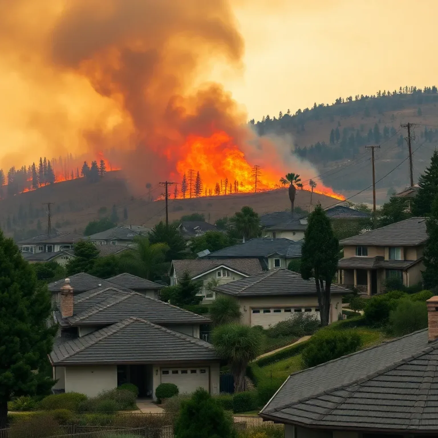 Wildfire destruction affecting homes in California