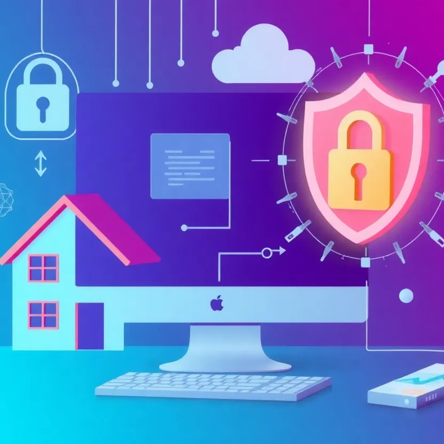 Conceptual image showing cybersecurity challenges in the real estate industry