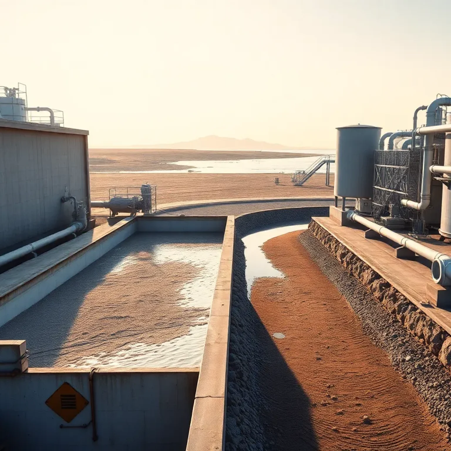 Ultrasonic sand cleaning device beside a coastal desalination and DAC pilot facility
