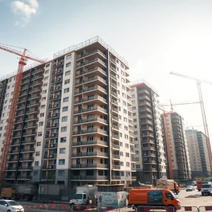 Urban real estate development with rental housing units