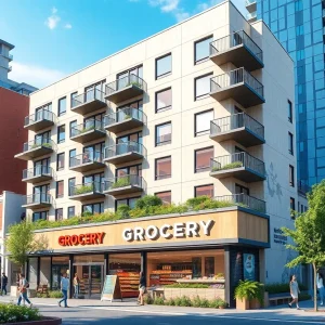 Rendering of a mixed-use development in Mott Haven
