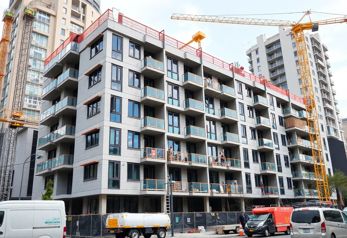 Construction of The Perennial affordable housing project in Queens.