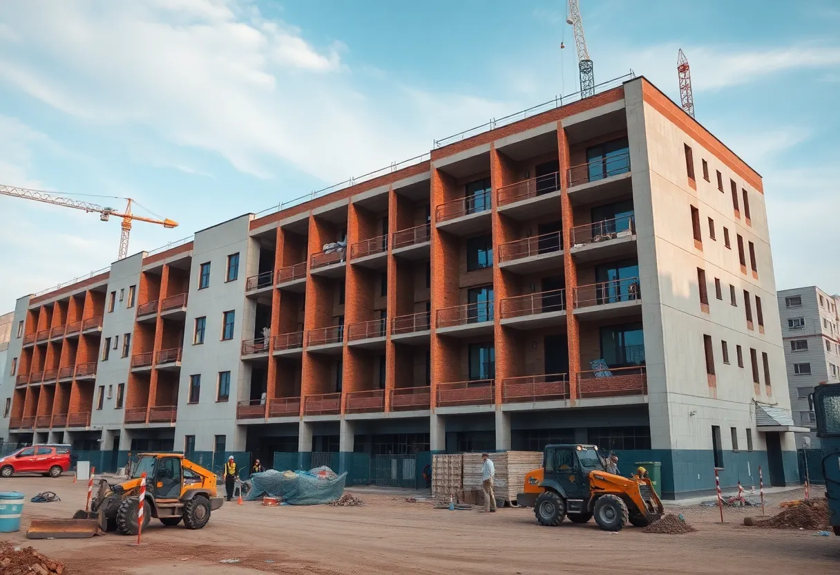 Construction site of The Perennial affordable housing development in Forest Hills