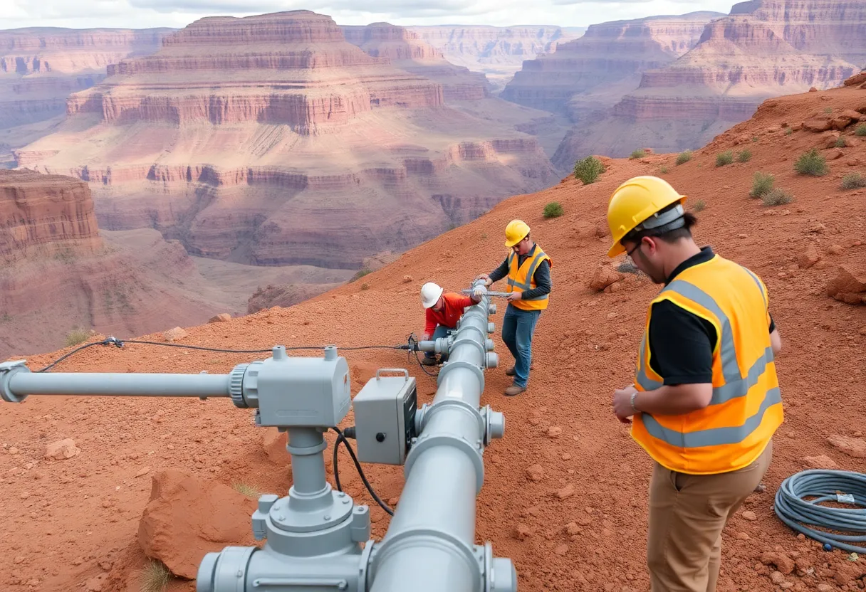 Construction workers upgrading utility systems in Glen Canyon