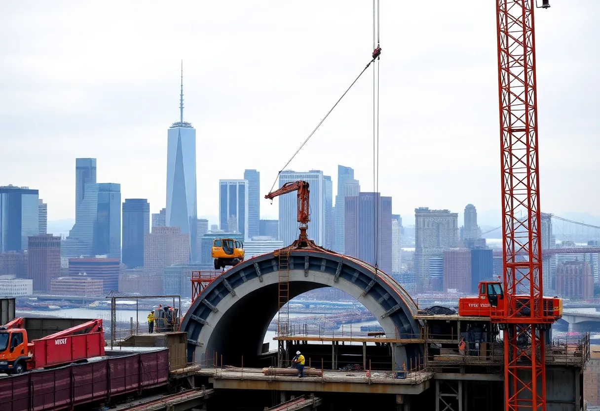 Workers at the Manhattan Tunnel construction site