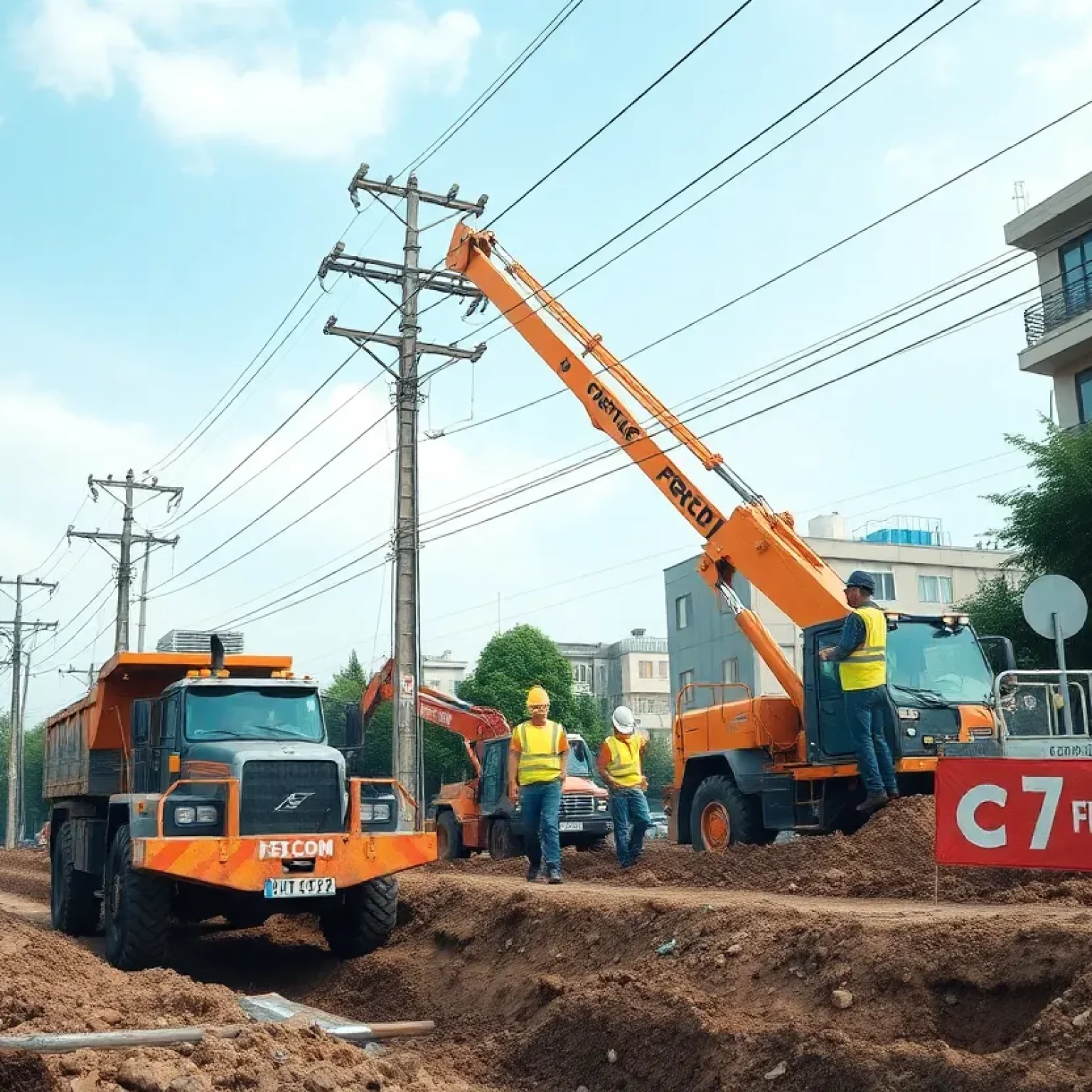 Construction of the power line for Micron Technology