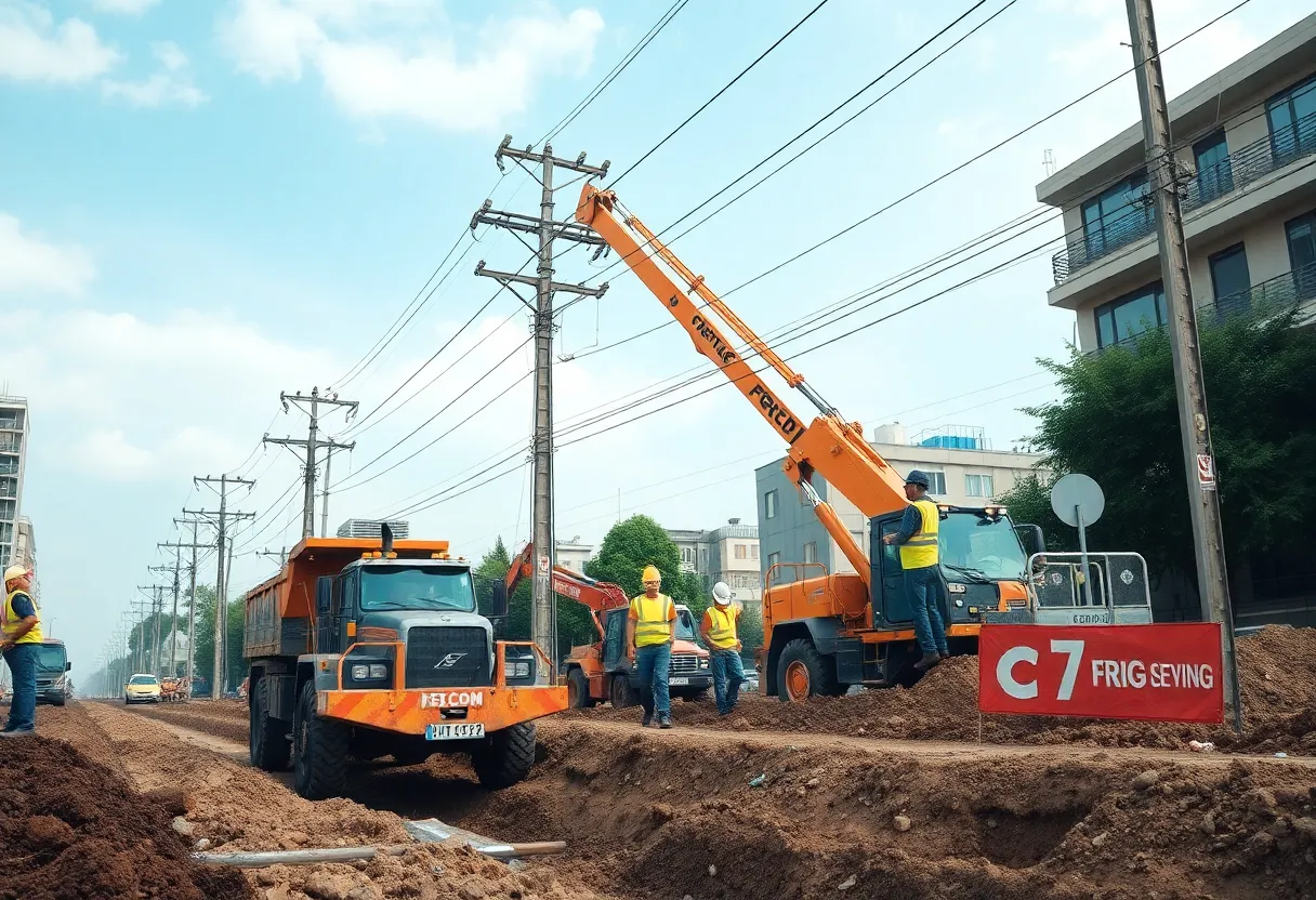 Construction of the power line for Micron Technology