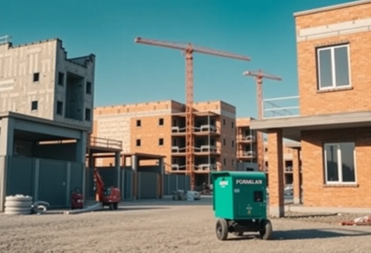Construction site showing delays caused by a gas ban law in New York