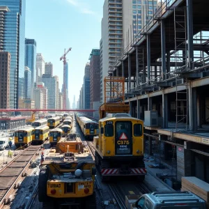 Construction workers at an infrastructure site in New York City.