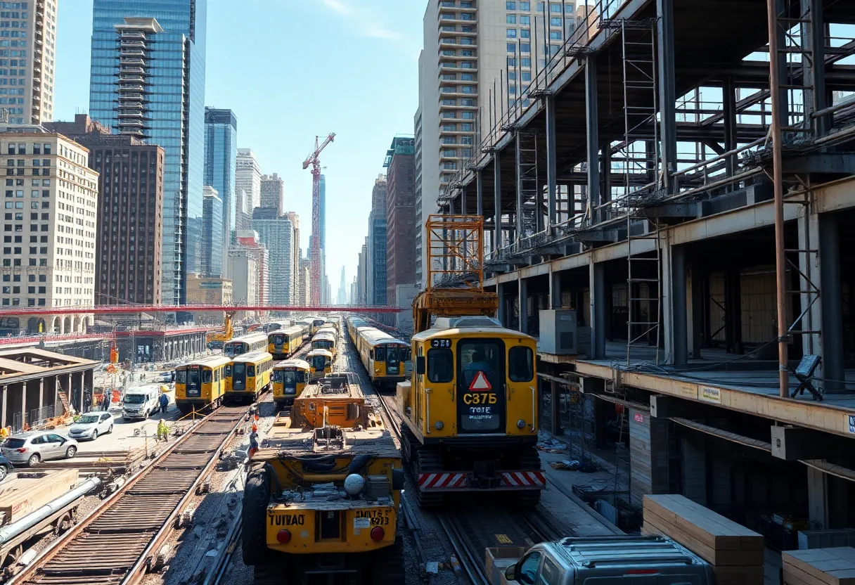 Construction workers at an infrastructure site in New York City.