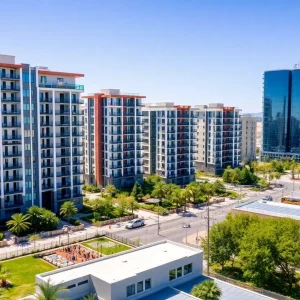 Newly developed residential buildings in San Diego